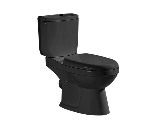 WC pods Gotland Irida ar horizonālo izvādu, 3/6l, ar  PP Soft Close vāku, ūdens padeve no apakšas, melns