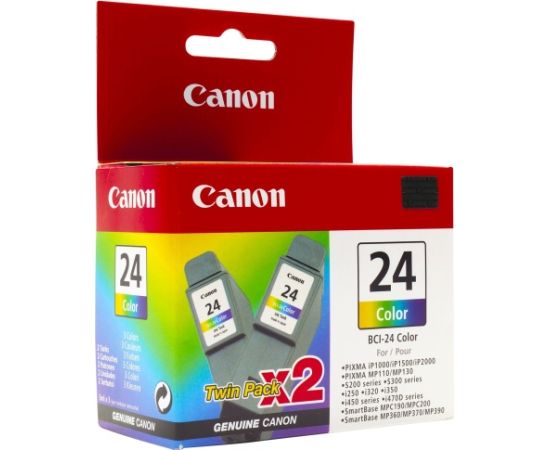 Canon BCI-24C 6882A009 Rašalinė kasetė, Multi pack Cyan, Magenta, Yellow, 2pcs/pack.