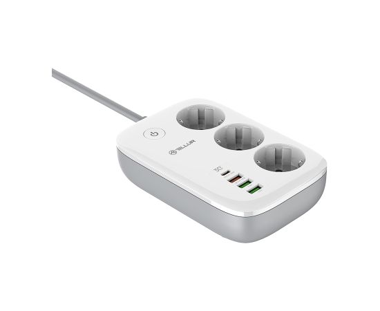 Tellur Smart WiFi Power Strip 3 Outlets, PD30W, QC18W, 2xUSB 2.4A 2500W 10A 2m