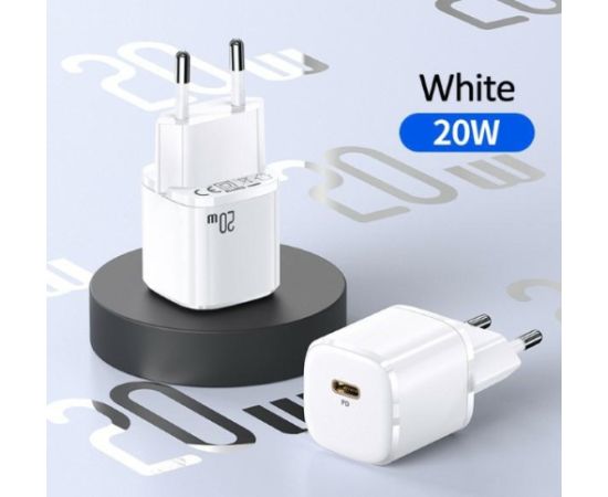 USAMS Ład. siec. 1xUSB-C T36 mini 20W (only head) PD3.0 Fast Charging biały|white CC124TC02 (US-CC124)