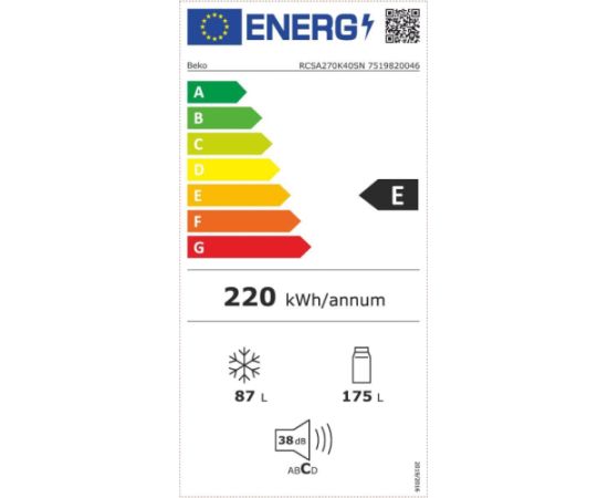 BEKO RCSA270K40SN Ledusskapis 171cm Pelēks