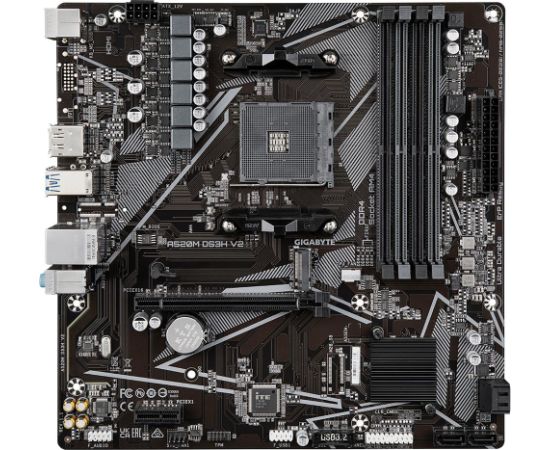 Mainboard GIGABYTE AMD A520 SAM4 Micro-ATX Memory DDR4 Memory slots 4 1xPCI-Express 3.0 1x 1xPCI-Express 3.0 16x 1xM.2 1xHDMI 1xDisplayPort 2xUSB 2.0 4xUSB 3.2 1xPS/2 1xRJ45 3xAudio port A520MDS3HV21.1