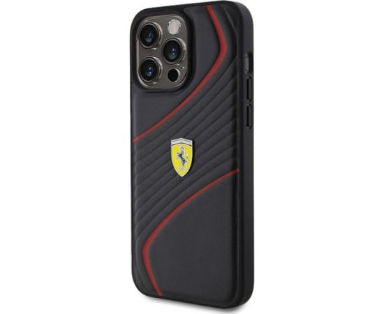 Ferrari Twist Metal Logo Back Case Aizsargapvalks Priekš Apple iPhone 15 Pro Max