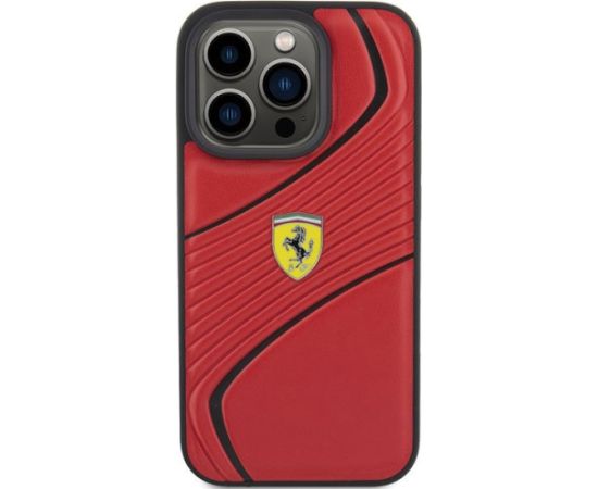 Ferrari Twist Metal Logo Back Case Aizsargapvalks Priekš Apple iPhone 15 Pro