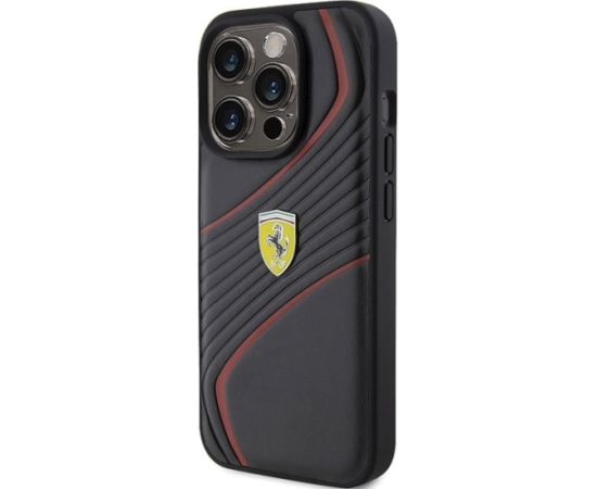 Ferrari Twist Metal Logo Back Case Aizsargapvalks Priekš Apple iPhone 15 Pro