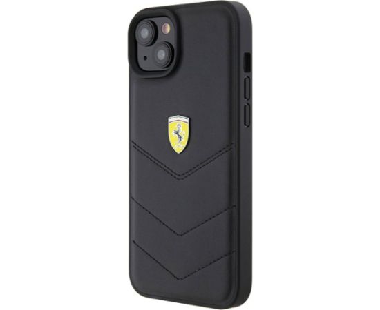 Ferrari Quilted Metal Logo Back Case Aizsargapvalks Priekš Apple iPhone 15 Plus