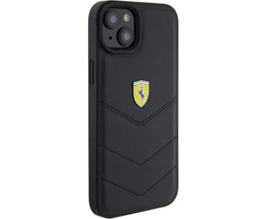 Ferrari Quilted Metal Logo Back Case Aizsargapvalks Priekš Apple iPhone 15 Plus