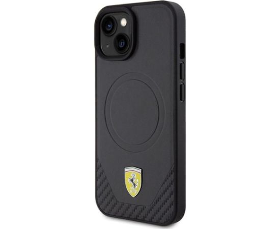 Ferrari Carbon Metal Logo MagSafe Back Case Защитный Чехол для Apple iPhone 15