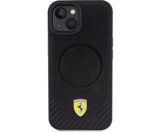 Ferrari Carbon Metal Logo MagSafe Back Case Защитный Чехол для Apple iPhone 15