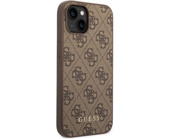 Guess 4G Metal Gold Logo Back Case Aizsargapvalks Priekš Apple iPhone 15 Plus