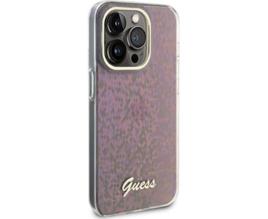 Guess IML Faceted Mirror Disco Iridescent Case Aizsargapvalks Priekš iPhone Apple 15 Pro