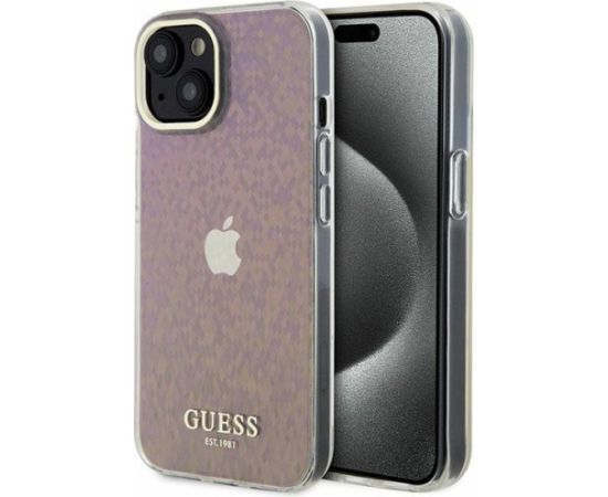 Guess IML Faceted Mirror Disco Iridescent Case Aizsargapvalks Priekš iPhone Apple 15