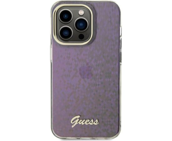 Guess IML Faceted Mirror Disco Iridescent Case Aizsargapvalks Priekš iPhone Apple 15 Pro Max
