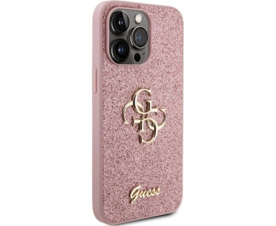 Guess Glitter Script Big 4G Back Case Aizsargapvalks Priekš Apple iPhone 15 Pro