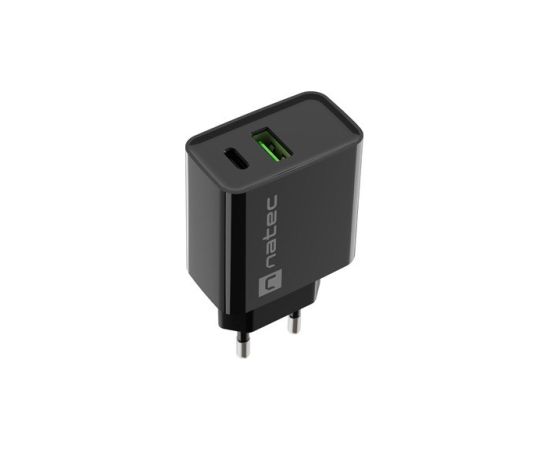 NATEC USB CHARGER RIBERA USB-A+USB-C 20W PD BLACK