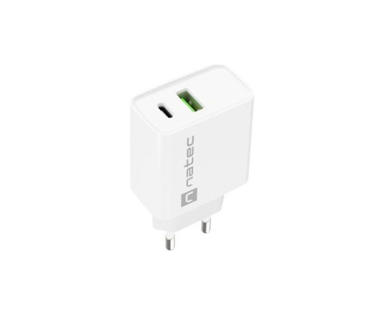 NATEC USB CHARGER RIBERA USB-A+USB-C 20W PD WHITE