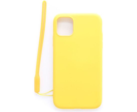 Evelatus iPhone 11 Soft Touch Silicone Case with Strap Apple Yellow
