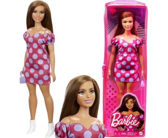 Lalka Barbie Barbie Barbie Lalka Fashionistas 171 Czerwona sukienka w grochy GRB62 MATTEL