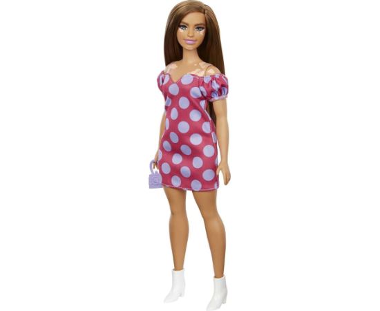 Lalka Barbie Barbie Barbie Lalka Fashionistas 171 Czerwona sukienka w grochy GRB62 MATTEL