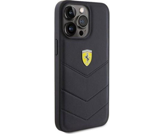 Ferrari Quilted Metal Logo Back Case Aizsargapvalks Priekš Apple iPhone 15 Pro Max