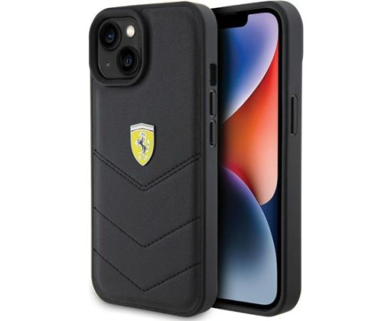 Ferrari Quilted Metal Logo Back Case Aizsargapvalks Priekš Apple iPhone 15