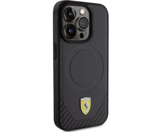 Ferrari Carbon Metal Logo MagSafe Back Case Защитный Чехол для Apple iPhone 15 Pro