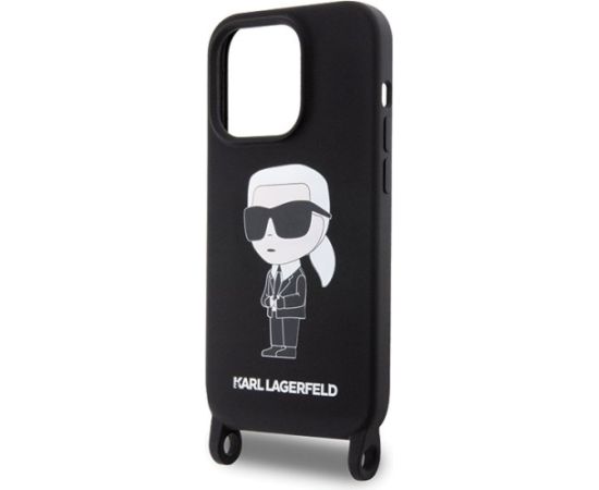 Karl Lagerfeld Crossbody Silicone Ikonik Back Case Aizsargapvalks Priekš Apple iPhone 15 Pro Max