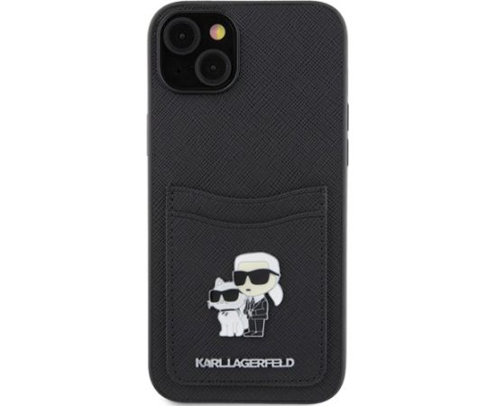 Karl Lagerfeld Saffiano Cardslot Karl&Choupette Metal Pin Back Case Защитный Чехол для Apple iPhone 15