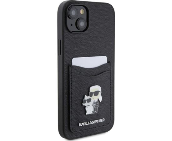 Karl Lagerfeld Saffiano Cardslot Karl&Choupette Metal Pin Back Case Защитный Чехол для Apple iPhone 15