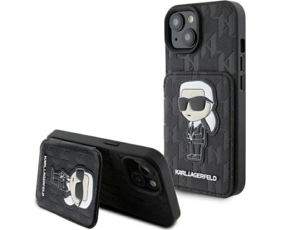 Karl Lagerfeld Saffiano Cardslots and Stand Monogram Ikonik Back Case Защитный Чехол для Apple iPhone 15