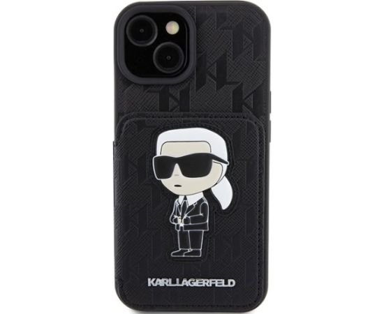 Karl Lagerfeld Saffiano Cardslots and Stand Monogram Ikonik Back Case Защитный Чехол для Apple iPhone 15
