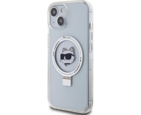 Karl Lagerfeld Ring Stand Choupette Head MagSafe Back Case Aizsargapvalks Priekš Apple iPhone 15