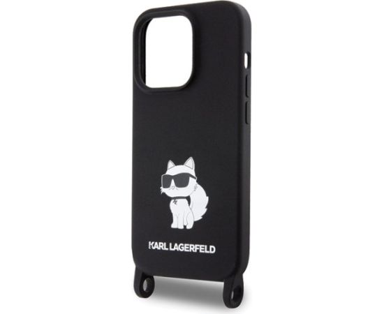 Karl Lagerfeld Crossbody Silicone Choupette Back Case Aizsargapvalks Priekš Apple iPhone 15 Pro