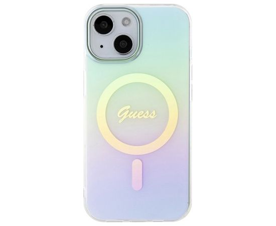 Guess IML Iridescent MagSafe Back Case Aizsargapvalks Priekš Apple iPhone 15