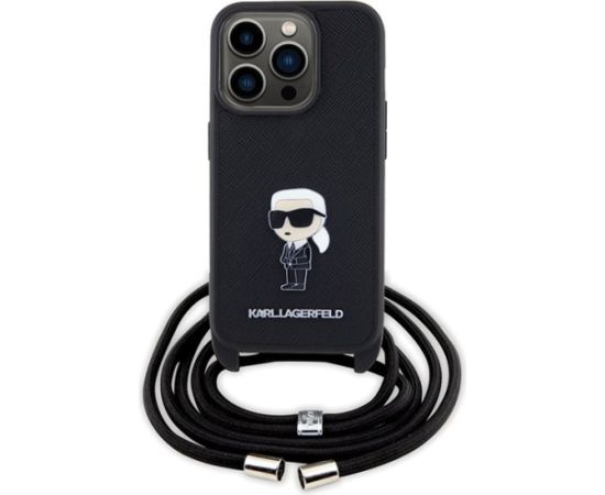 Karl Lagerfeld Crossbody Saffiano Monogram Metal Pin Karl & Choupette Back Case Защитный Чехол для Apple iPhone 15 Pro