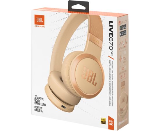 JBL беспроводные наушники Live 670NC, бежевый