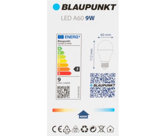 Blaupunkt LED lamp E27 A60 900lm 9W 4000K