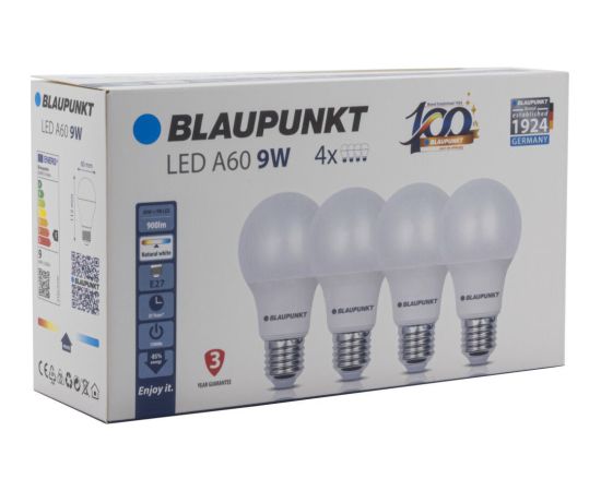 Blaupunkt LED lamp E27 9W 4pcs, natural white