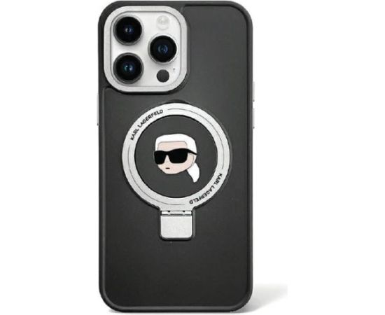 Karl Lagerfeld Ring Stand Karl Head MagSafe Back Case Aizsargapvalks Priekš Apple iPhone 15