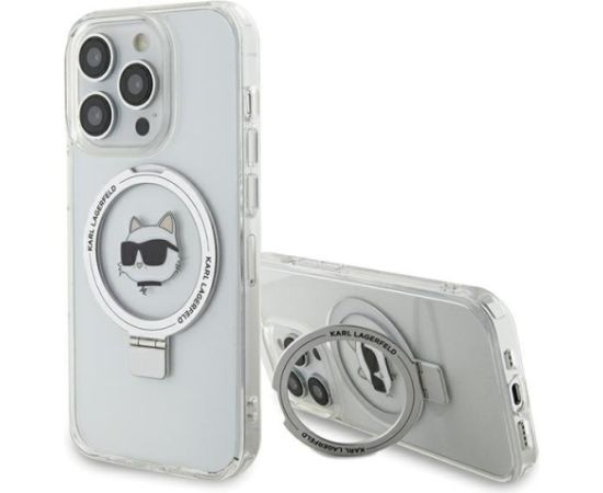 Karl Lagerfeld Ring Stand Choupette Head MagSafe Back Case Aizsargapvalks Priekš Apple iPhone 15