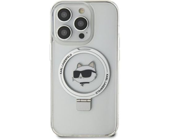 Karl Lagerfeld Ring Stand Choupette Head MagSafe Back Case Aizsargapvalks Priekš Apple iPhone 15