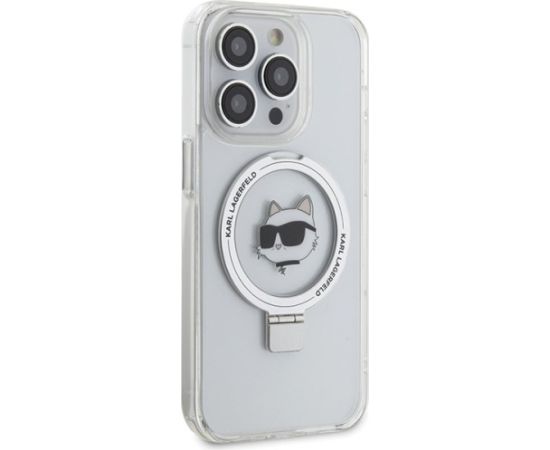 Karl Lagerfeld Ring Stand Choupette Head MagSafe Back Case Aizsargapvalks Priekš Apple iPhone 15