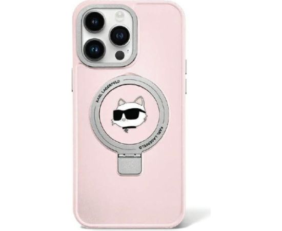 Karl Lagerfeld Ring Stand Choupette Head MagSafe Back Case Aizsargapvalks Priekš Apple iPhone 15 Pro Max