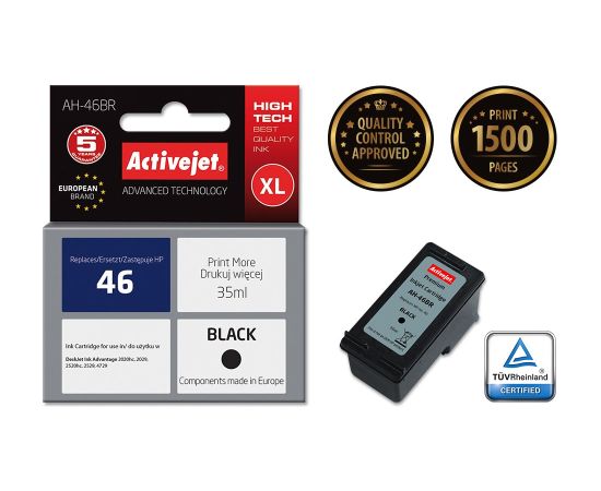 Activejet AH-46BR ink (replacement for HP 46 CZ637AA; Premium; 35 ml; black)