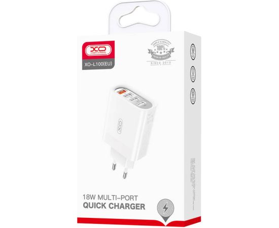 Wall Charger XO L100 USB QC 3.0 + 3x USB 2.4A (white)