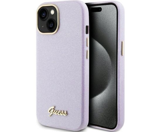 Guess Glitter Glossy Script Back Case Aizsargapvalks Priekš Apple iPhone 15