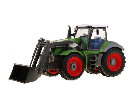 RoGer Green Lauksaimniecības traktors zaļš ar sarkanu piekabi 1:28