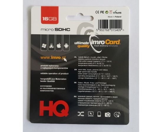 Imro Atmiņas Karte microSDHC 16GB / cl. 6