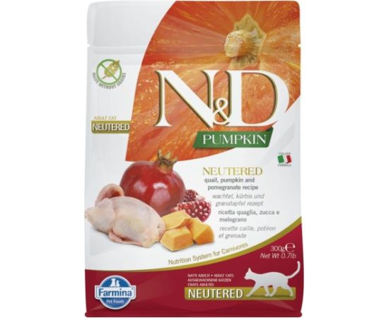 FARMINA N&D Pumpkin Cat Quail and Pomegranate Neutered Adult - dry cat food - 300 g