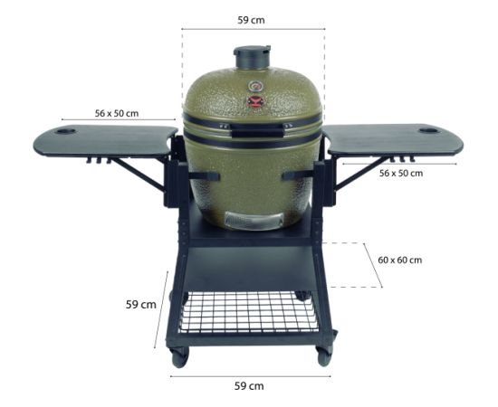 FireBird Kamado Grill 59 cm (23,5 inch) with mobile cooking basket